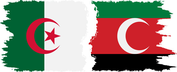 Darfur and Algeria grunge flags connection vector