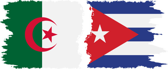 Cuba and Algeria grunge flags connection vector
