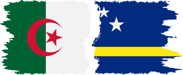 Curacao and Algeria grunge flags connection vector
