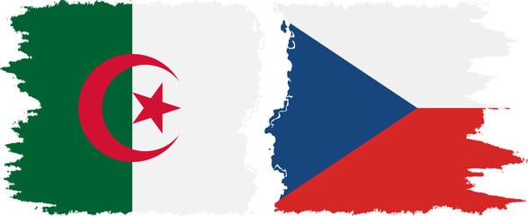 Czech and Algeria grunge flags connection vector