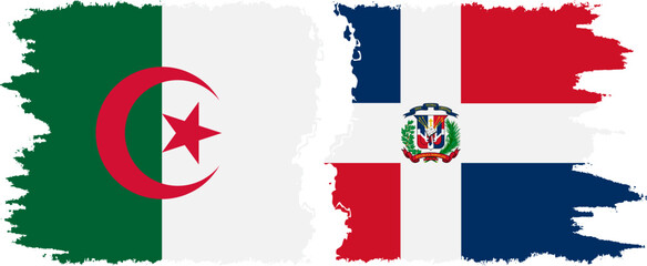 Dominican Republic and Algeria grunge flags connection vector