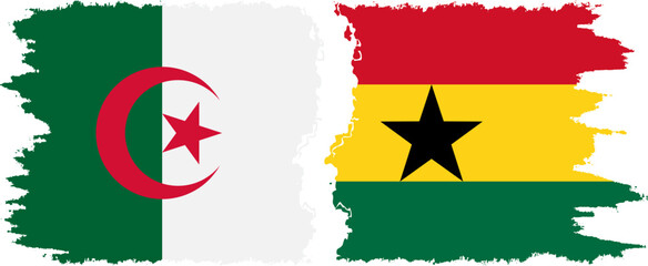 Ghana and Algeria grunge flags connection vector