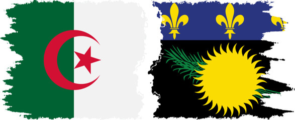 Guadeloupe and Algeria grunge flags connection vector