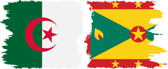 Grenada and Algeria grunge flags connection vector