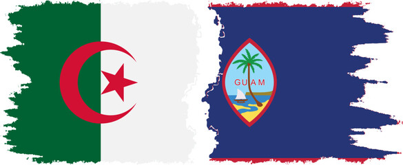 Guam and Algeria grunge flags connection vector