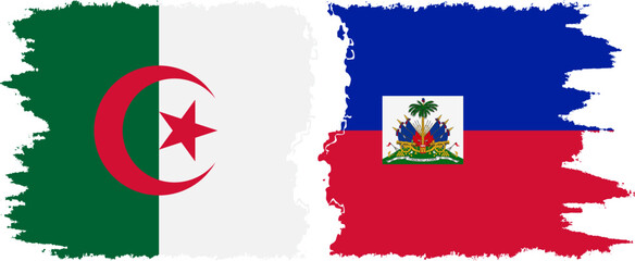 Haiti and Algeria grunge flags connection vector