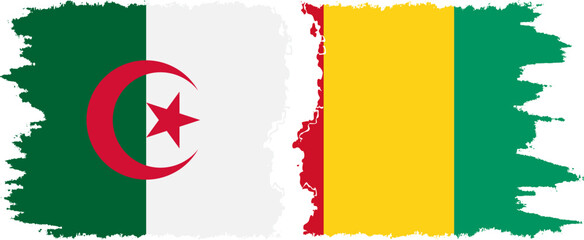 Guinea and Algeria grunge flags connection vector