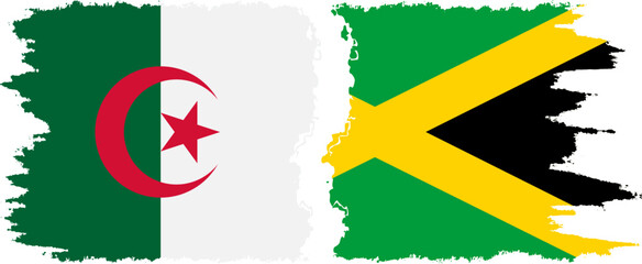 Jamaica and Algeria grunge flags connection vector
