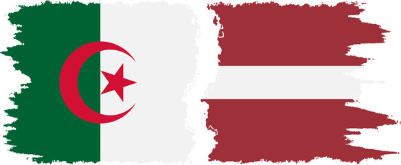 Latvia and Algeria grunge flags connection vector