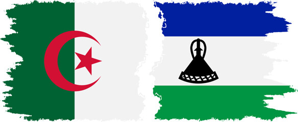Lesotho and Algeria grunge flags connection vector