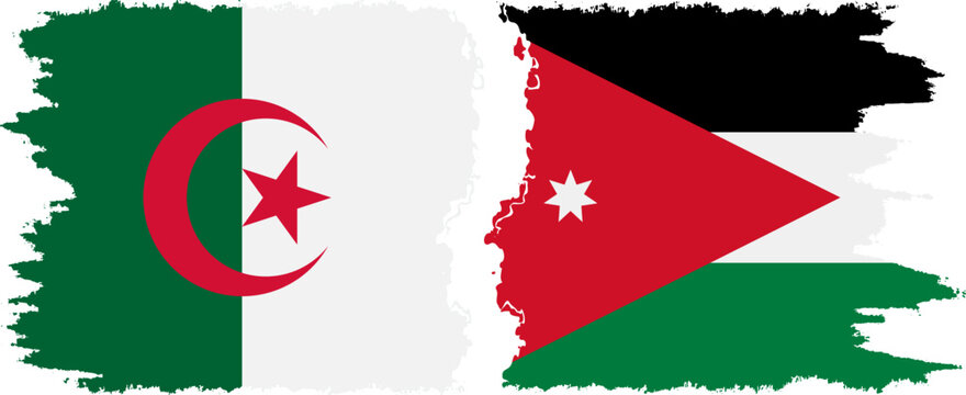 Jordan and Algeria grunge flags connection vector
