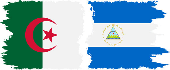 Nicaragua and Algeria grunge flags connection vector