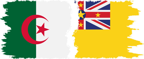 Niue and Algeria grunge flags connection vector