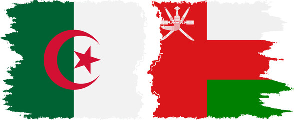 Oman and Algeria grunge flags connection vector
