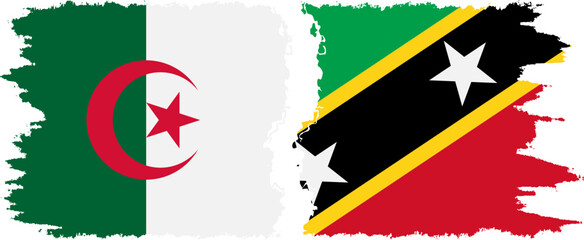 Saint Kitts and Nevis and Algeria grunge flags connection vector