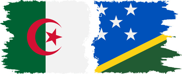Solomon Islands and Algeria grunge flags connection vector