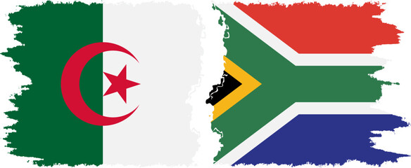 South Africa and Algeria grunge flags connection vector