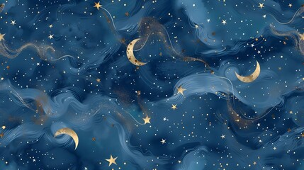 Obraz na płótnie Canvas Golden Moons Adrift in Twilight Sky - Celestial Pattern of Luxury and Mystique