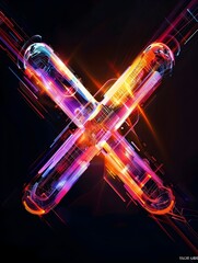 Futuristic X-Shaped Design with Vibrant Luminous Energy and Digital Dynamism
