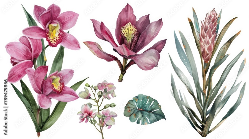 Poster bright and vibrant flowers arranged on a clean white surface. perfect for various design projects