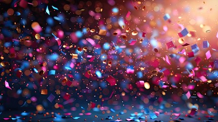 A festive birthday banner with a confetti design and metallic accents, 4k, ultra hd