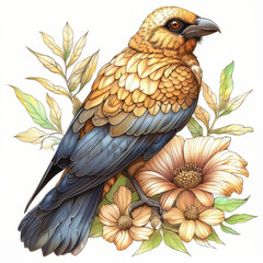 Fototapeta premium adult complex bird coloring pages colored, colored background,generative ai