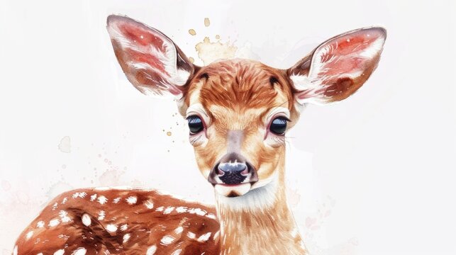 A close-up image of a deer with striking blue eyes. Perfect for wildlife and nature themes
