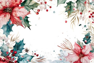 Watercolor illustration of a festive holiday wreath. Perfect for Christmas designs