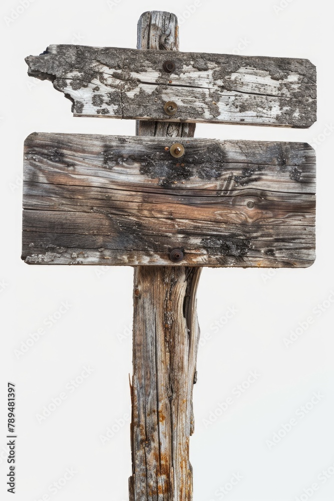 Poster a simple wooden sign on a white background. suitable for various design projects