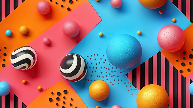 Retro-inspired birthday party invitation with bold geometric, patterns and a nostalgic color palette, pattern