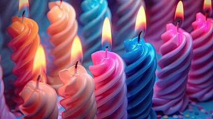 Seamless pattern of rowed birthday candles, 4k, ultra hd