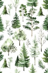 A beautiful collection of watercolor trees, perfect for various design projects