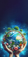 Obraz na płótnie Canvas earth day concept , blue backgroun , World environment day