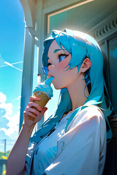 夏、青空、アイスクリーム