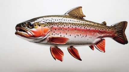 trout on white background - 789483714