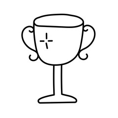 Cup award in doodle style. Isolated on white background