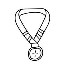 Medal award in doodle style. Isolated on white background