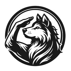 Black alpha male lone wolf silhouette vector isolated on white background