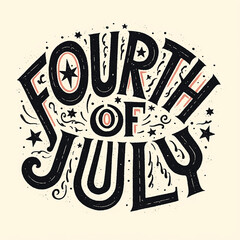 Logo with stars and the words "Fourth of July" written in cursive