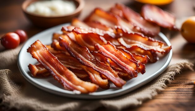 Slices of fried bacon
