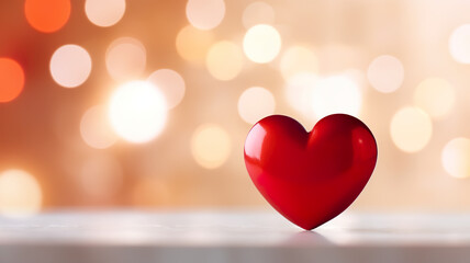 Background of a red heart bokeh Valentine's Day isolated against a stark white backdrop