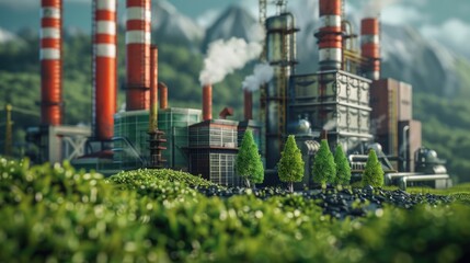 Obraz premium A factory emitting large amounts of smoke, suitable for illustrating pollution or industrial themes