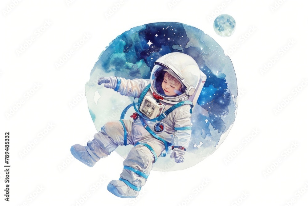 Aufkleber An astronaut floating in outer space. Suitable for science and technology concepts