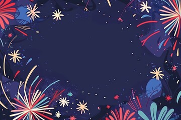 Fototapeta premium USA Independence Day background in flat illustration style with copy space