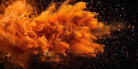 Close up of an orange substance in the air. Suitable for science and environmental concepts
