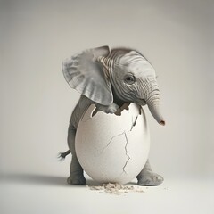 Newborn Elephant Hatchling Emerging in a Professional Studio PortraitGenerative ai