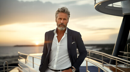 businessman on the yacht portrait of a man respectable man in a jacket