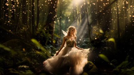 fairy princess in the forest magic 