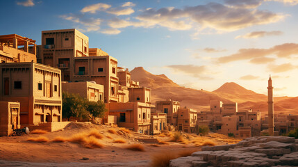 desert ancient town in the evening