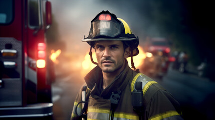 firefighters in action - obrazy, fototapety, plakaty